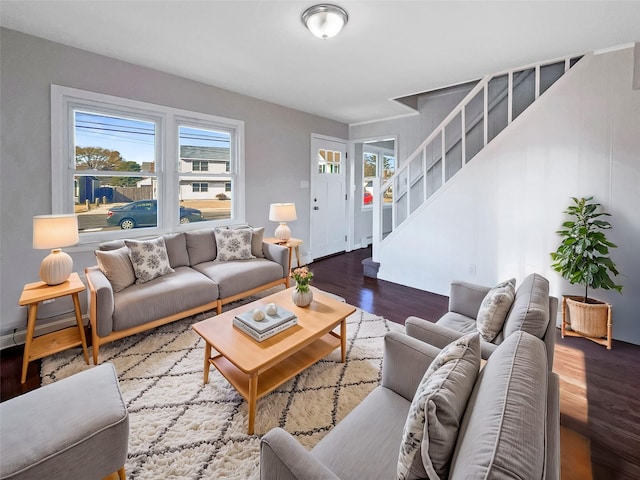 living room featuring wood-type flooring