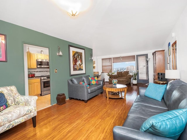 living room with light wood-type flooring