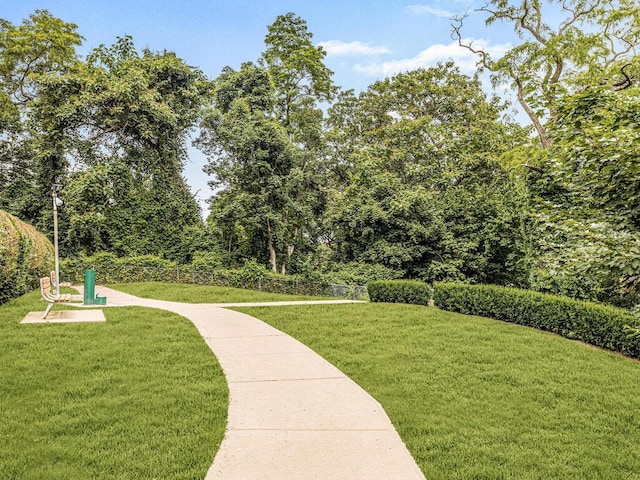 view of home's community with a lawn