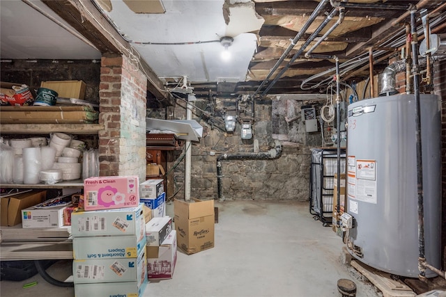 basement with gas water heater