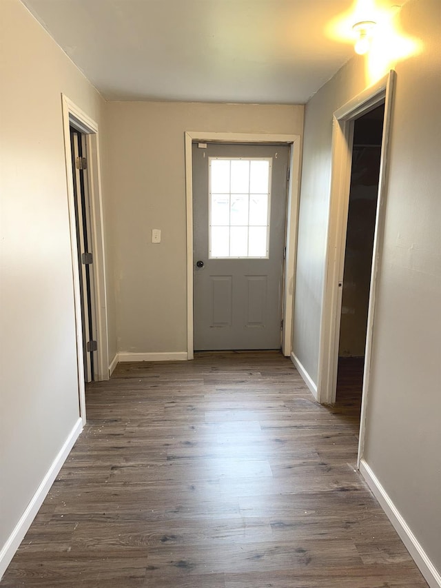 doorway featuring dark hardwood / wood-style flooring