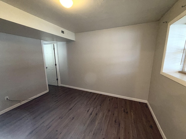 spare room with dark hardwood / wood-style floors