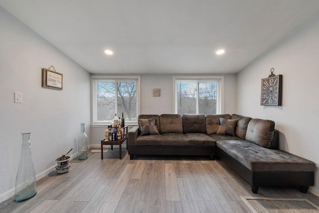 living room featuring light hardwood / wood-style floors