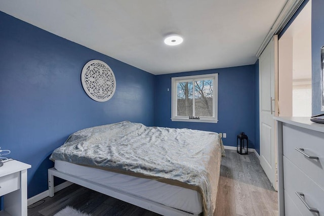 bedroom with hardwood / wood-style flooring