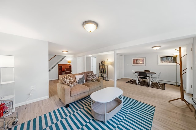 living room featuring light hardwood / wood-style flooring