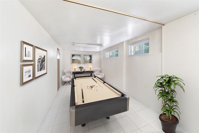 recreation room featuring light tile patterned flooring and billiards