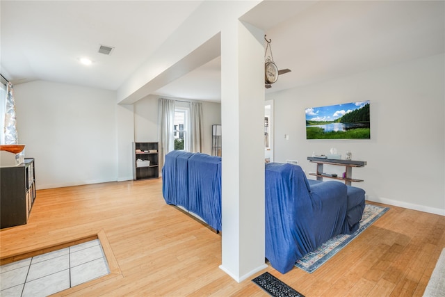 living room featuring light wood-type flooring