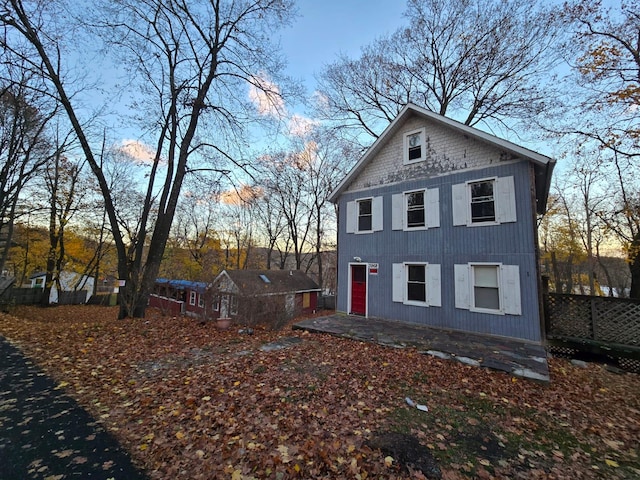 view of property exterior at dusk