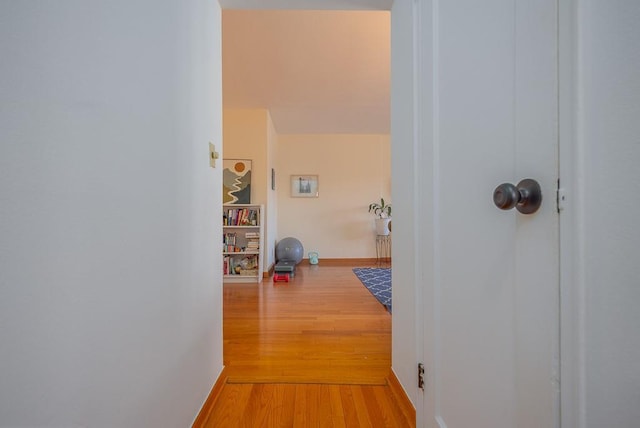 corridor featuring wood-type flooring