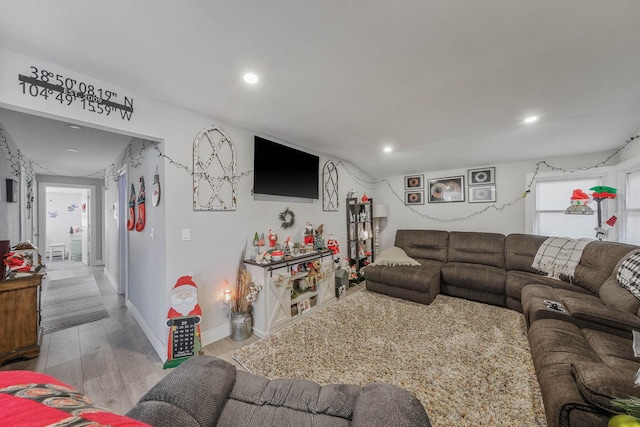 living room with light wood-type flooring