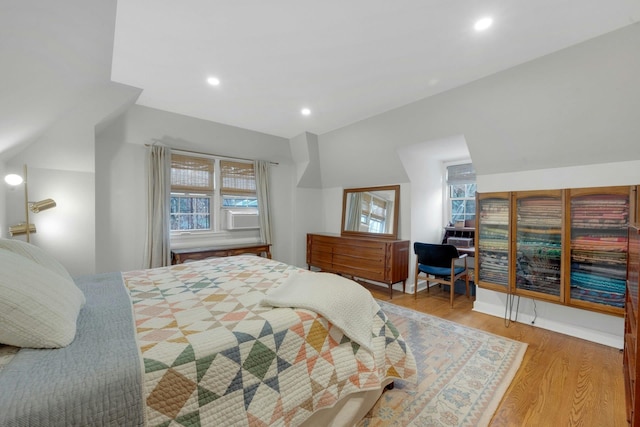 bedroom with light hardwood / wood-style floors