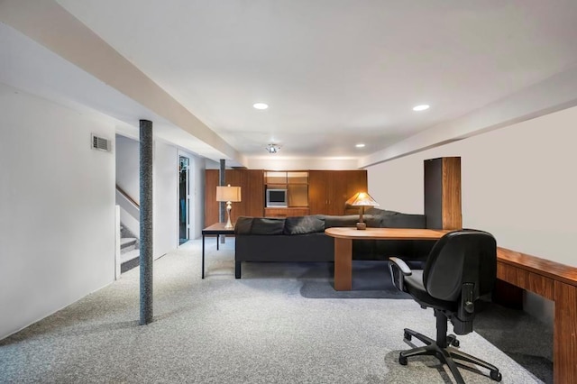 office area with light carpet