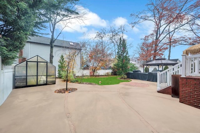 view of patio featuring a gazebo