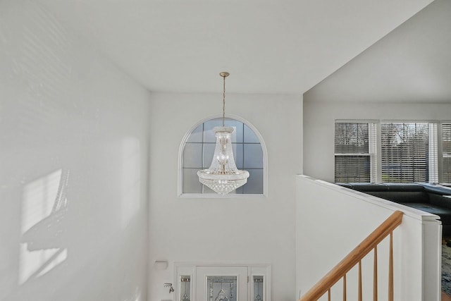 interior space featuring an inviting chandelier