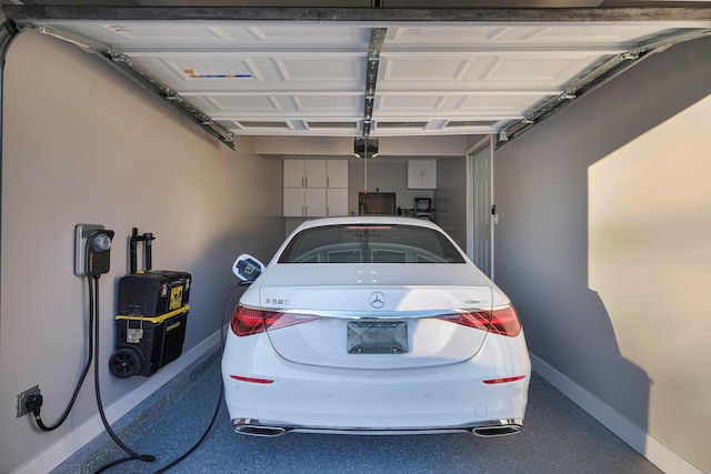 garage with a garage door opener