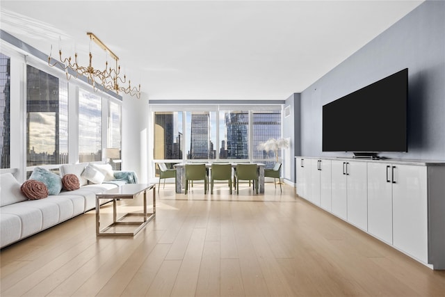 living room with light hardwood / wood-style floors