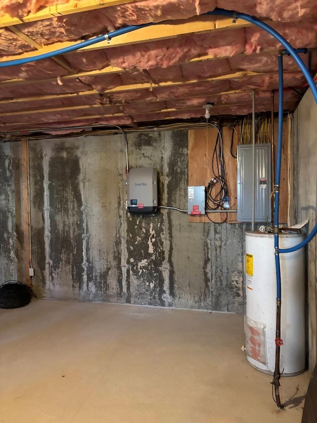 basement featuring gas water heater