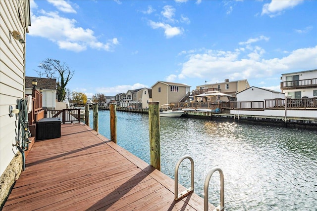 dock area featuring a water view