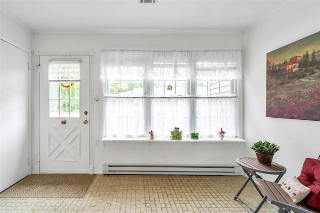 423 Woodbridge Unit D, Ridge, NY 11961 - sunroom featuring a baseboard heating unit