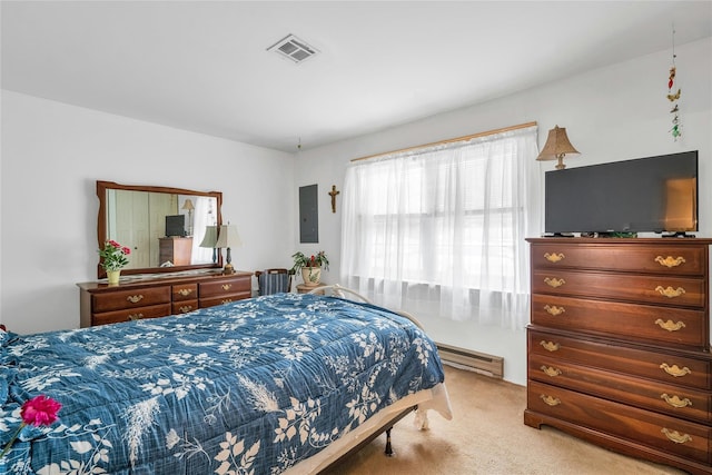 423 Woodbridge Unit D, Ridge, NY 11961 - carpeted bedroom with a baseboard radiator and electric panel