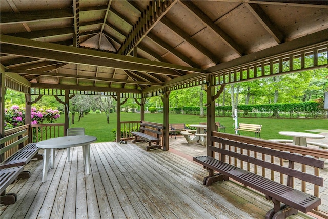 423 Woodbridge Unit D, Ridge, NY 11961 - wooden terrace featuring a yard and a gazebo