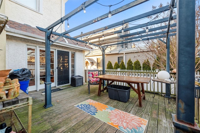 deck featuring a pergola