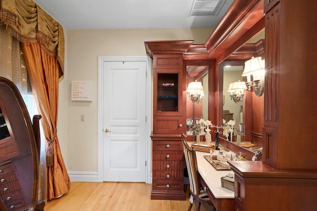 office space featuring light hardwood / wood-style flooring