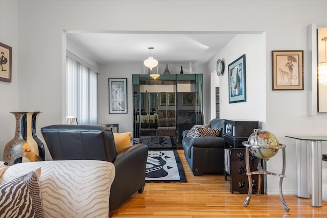 living room with wood-type flooring