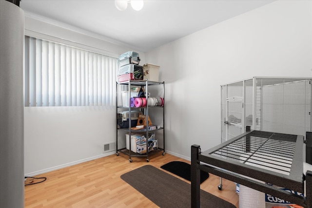 bedroom with wood-type flooring