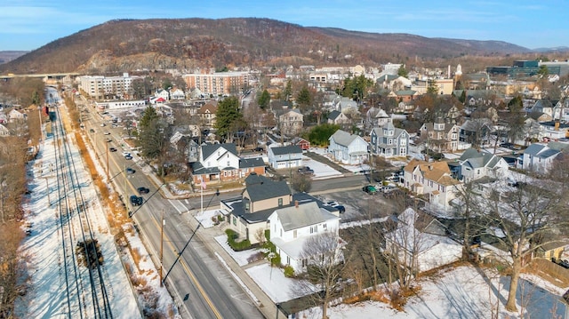 drone / aerial view with a mountain view