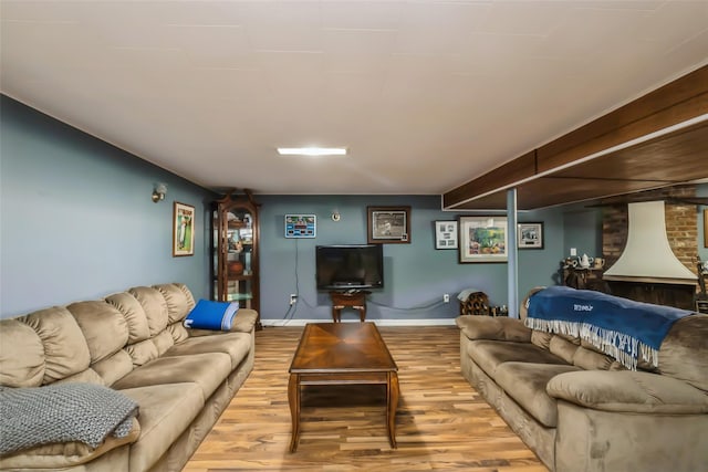 living room with wood-type flooring