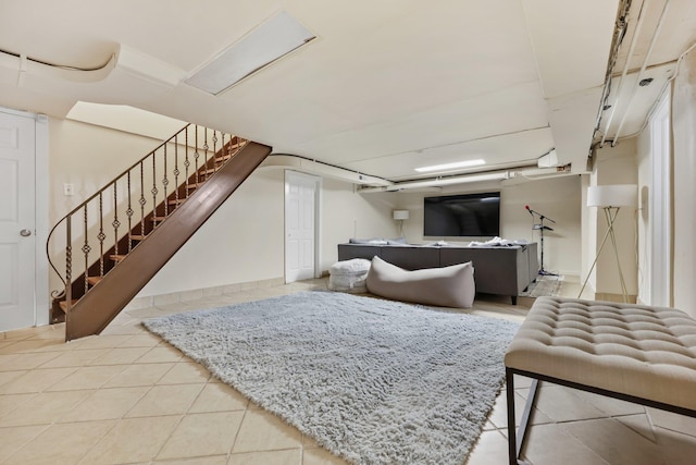 interior space with light tile patterned floors