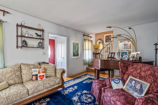 living room with wood-type flooring