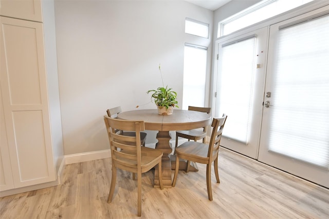 dining space featuring light hardwood / wood-style flooring