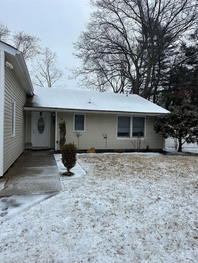 view of snow covered property