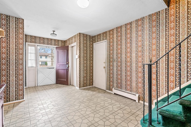 foyer with baseboard heating