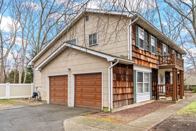 exterior space with a garage