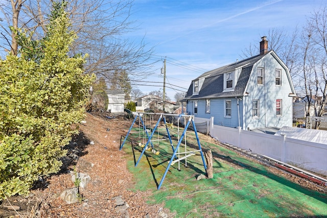 view of yard with a playground