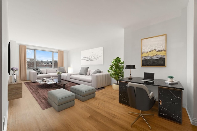 living room with light hardwood / wood-style floors