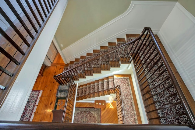 stairs featuring a towering ceiling