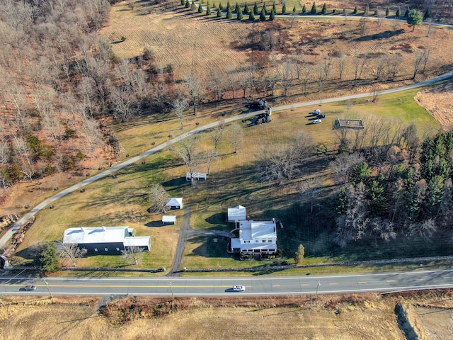 drone / aerial view featuring a rural view