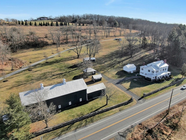 aerial view with a rural view