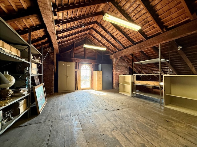 view of unfinished attic