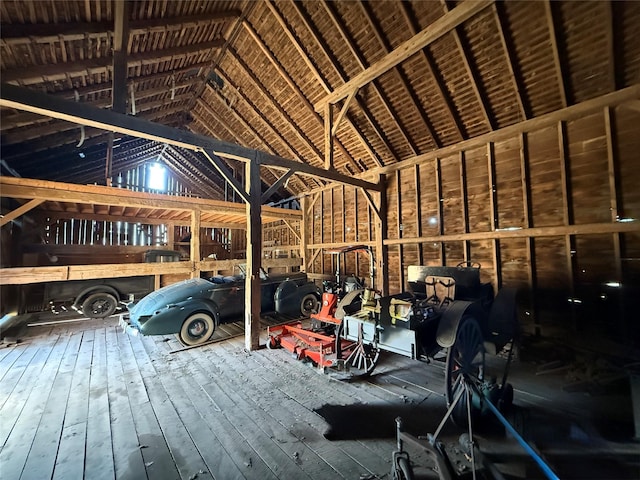 view of unfinished attic