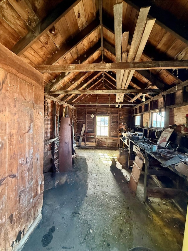 misc room featuring vaulted ceiling