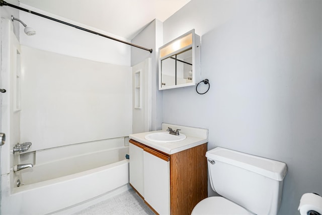 full bathroom featuring vanity, toilet, and shower / bath combination