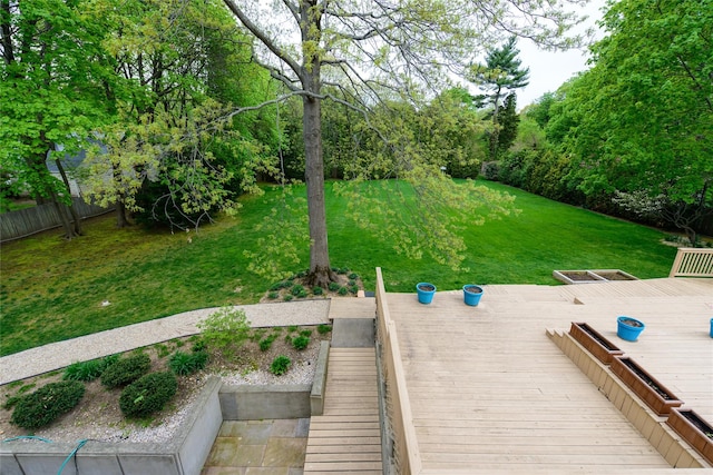 exterior space featuring a yard and a deck