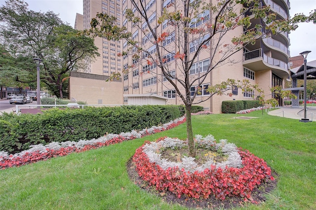 view of property's community featuring a yard