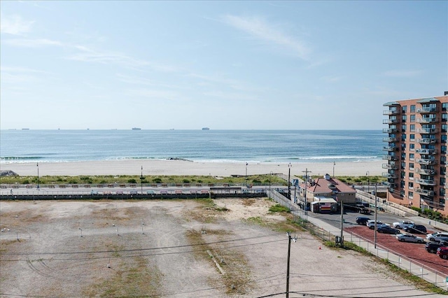 view of water feature featuring a beach view