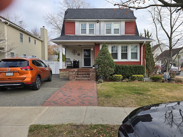 view of front facade with a front yard